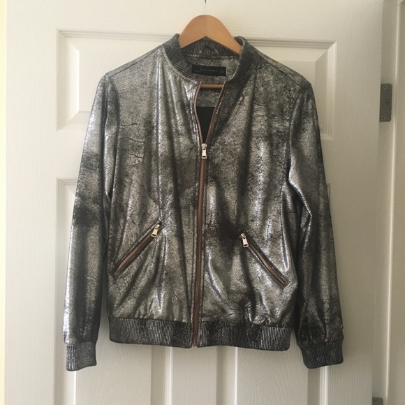 Zara Metallic Bomber Jacket - Picture 4 of 6